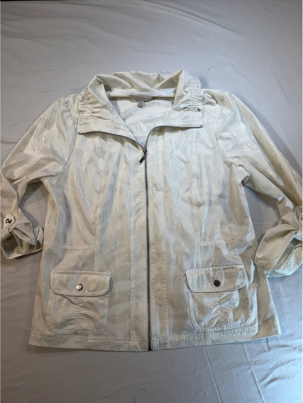Cream Lightweight Jacket with Metallic Silver Accents